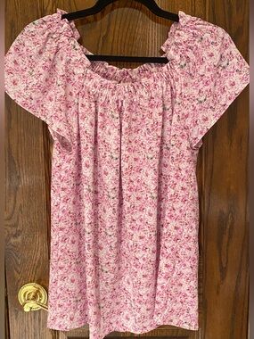 grand & greene Pink Rose Print Top